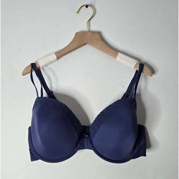Aerie Bra Size 38D Push Up Padded Lace Trim Adjustable Straps Navy Blue - Picture 1 of 5